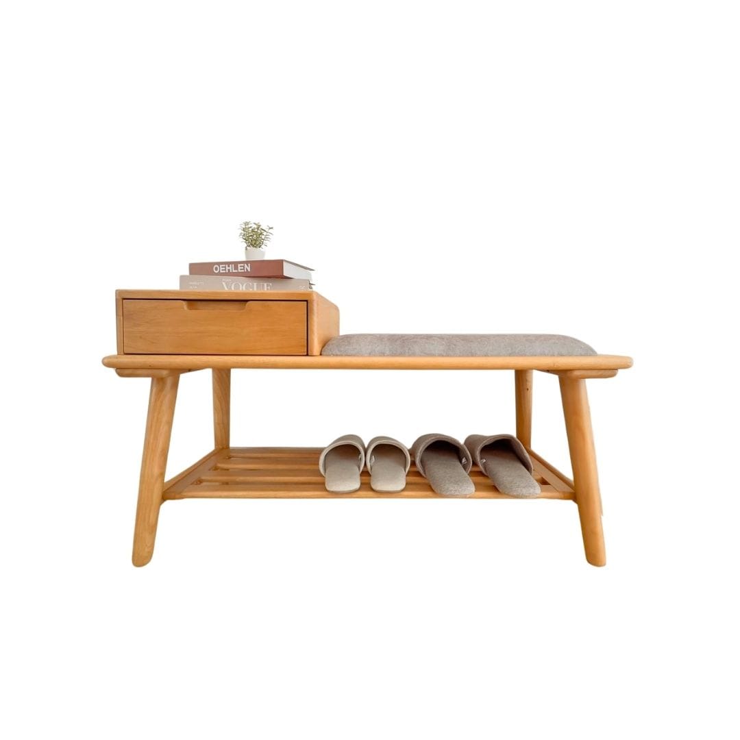 ม้านั่งใส่รองเท้าไม้ยางพารา MAAI DESIGN รุ่น KUTSU BENCH สีโอ๊ค_0